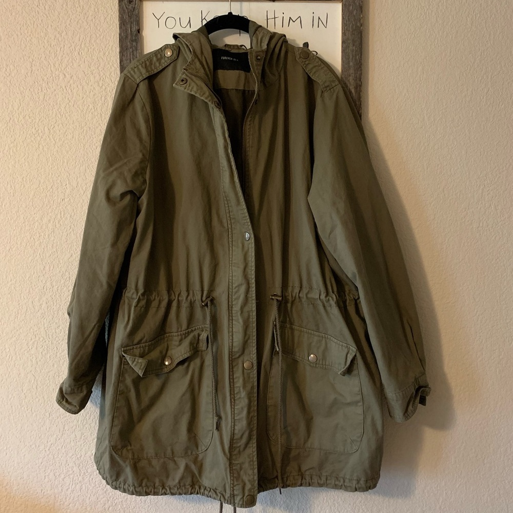 Forever 21+ Hooded Utility Jacket.
